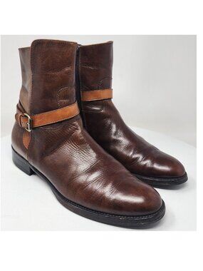 Quercioli Firenze Jodhpur boot Women EU38/US7.5 Brown & Tan Leather Buckle Strap